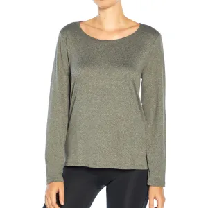 Women's Solid Long Sleeve Sport Top,Grey