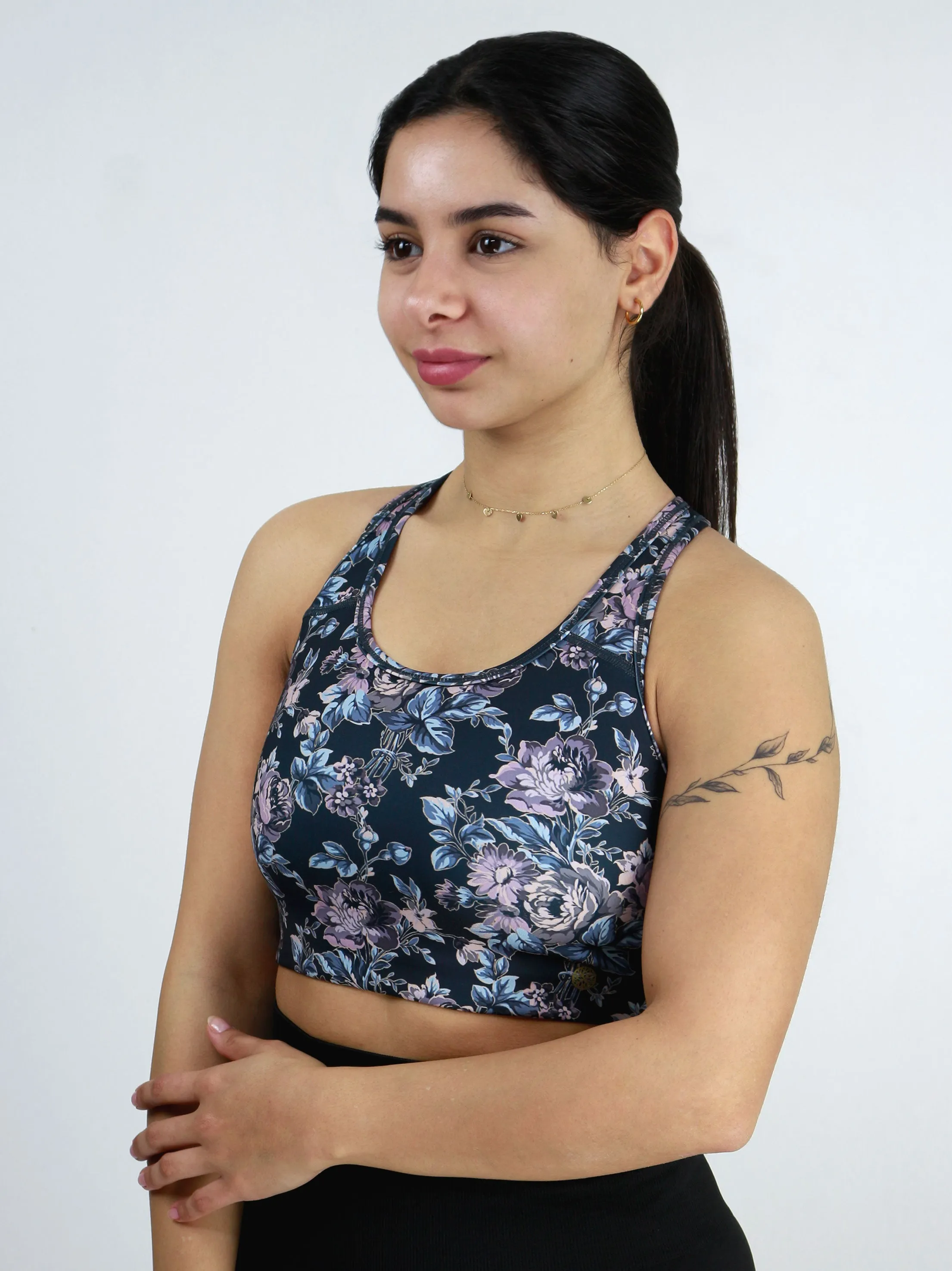 Women's Stretchy Floral Print Sport Bra,Multi