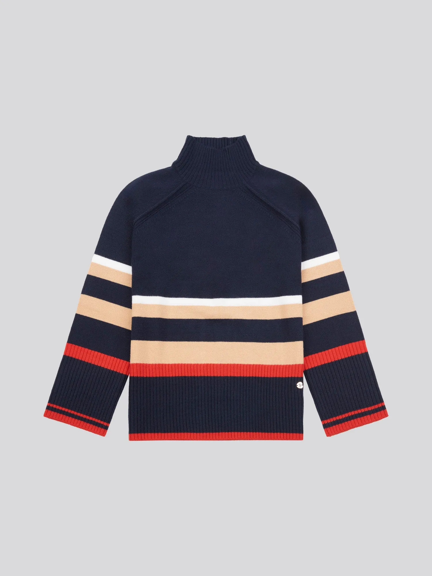 Womens Striped Longline Jumper in Navy Iris