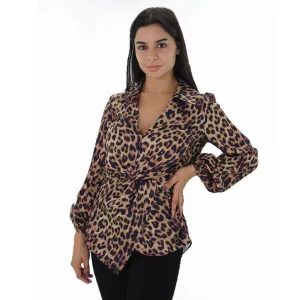 Women's Tiger Printed V-Neck Top,Multi