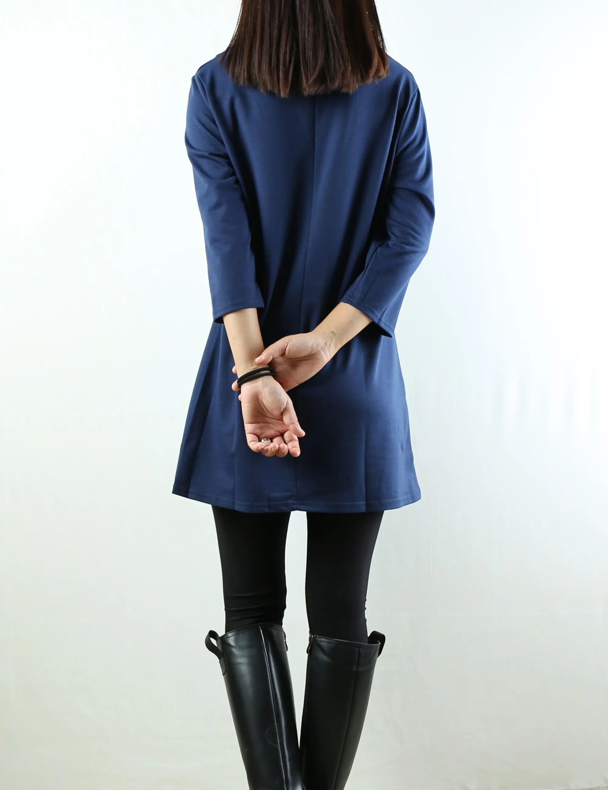 Womens tunic dress/3/4 sleeve crew neck tunic top/oversized dress/A-line casual dress (Q1943)