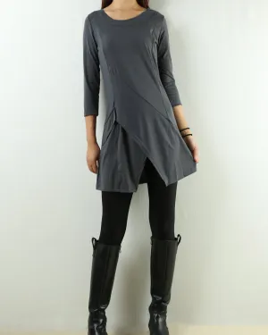 Womens tunic dress/3/4 sleeve crew neck tunic top/oversized dress/A-line casual dress (Q1943)