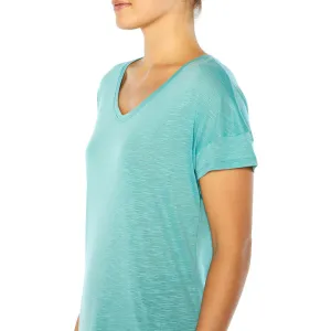 Women's V-Neck Open Back T-Shirt,Aqua