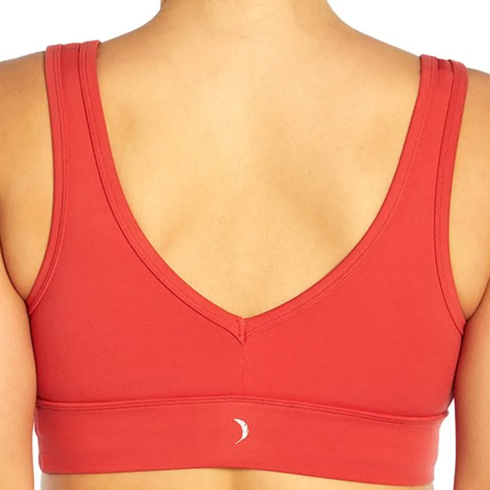 Women's V-Neck Sport Bra,Brick