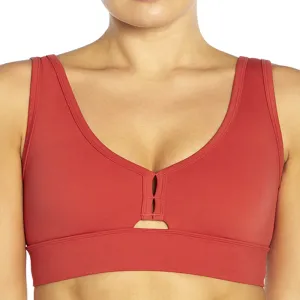 Women's V-Neck Sport Bra,Brick