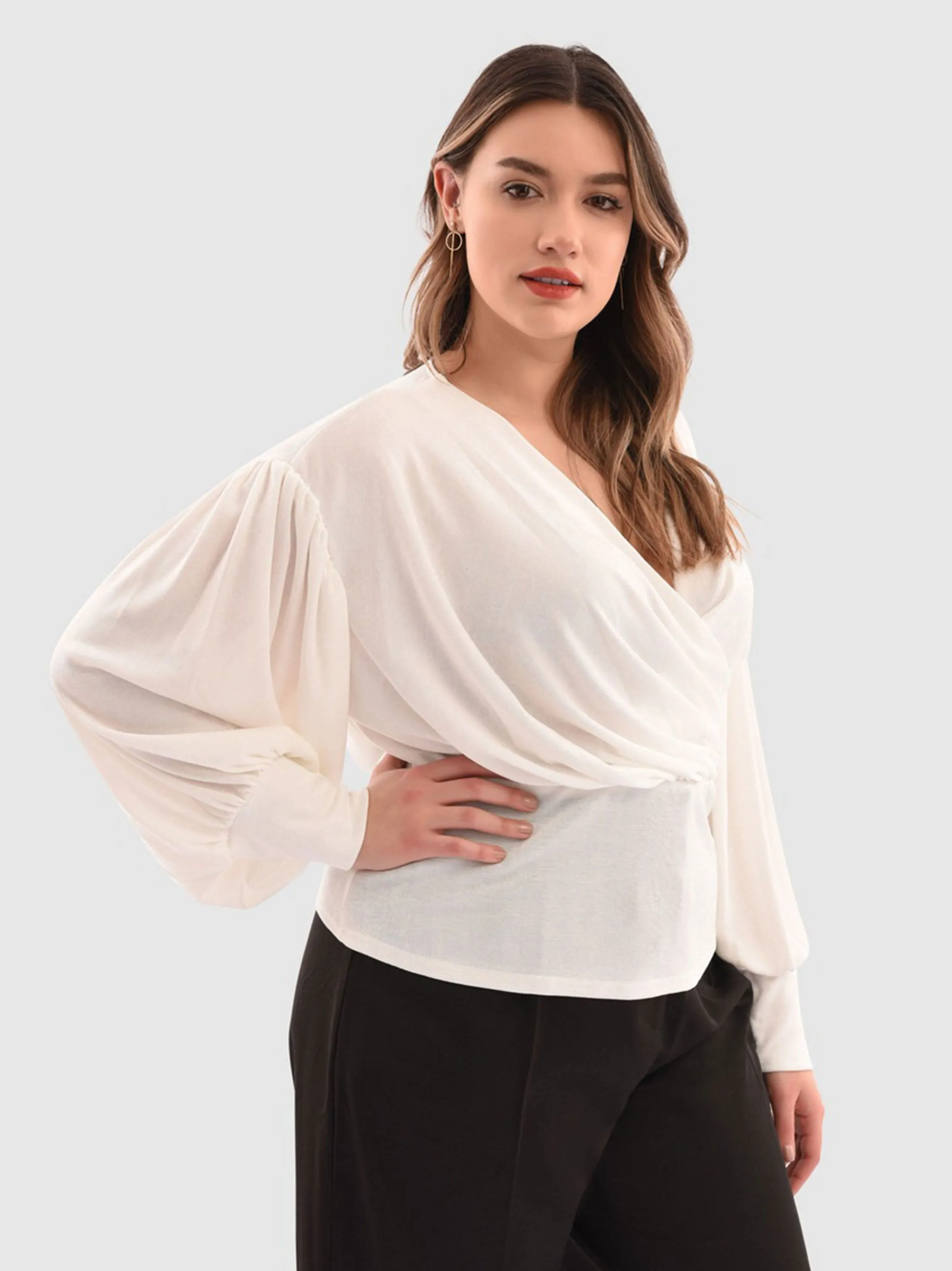Women's V-Neck Top,White