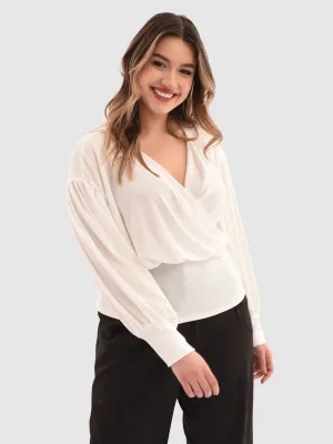 Women's V-Neck Top,White