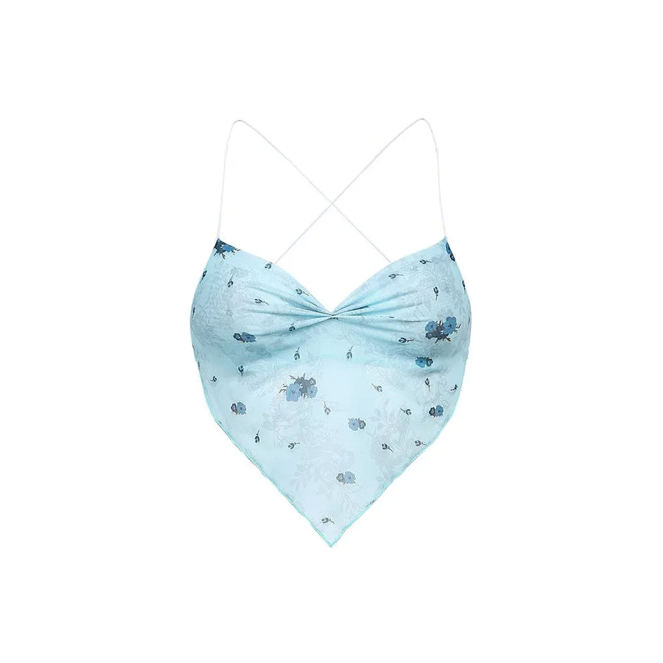 Y2K Blue Scarf Top