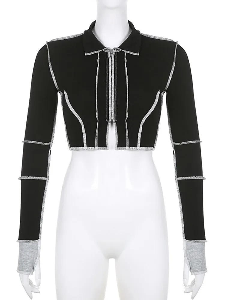 Y2K Stitched Zip top