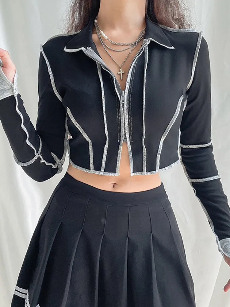 Y2K Stitched Zip top