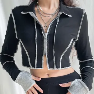 Y2K Stitched Zip top