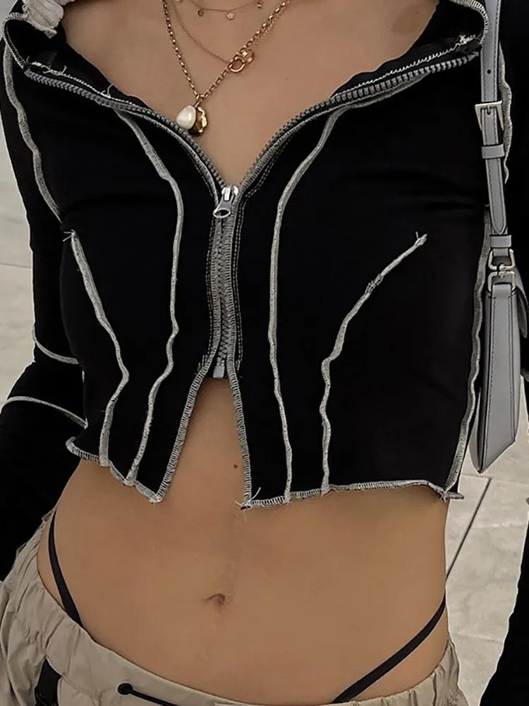 Y2K Stitched Zip top