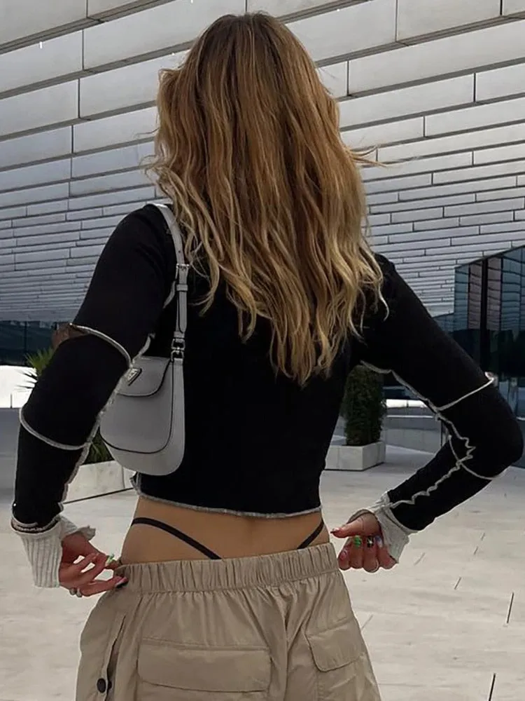 Y2K Stitched Zip top
