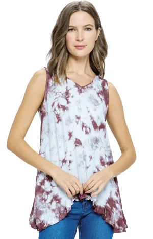 Yak Yeti Tank Top Tie Dye Ruffled Hem 23163-MRN
