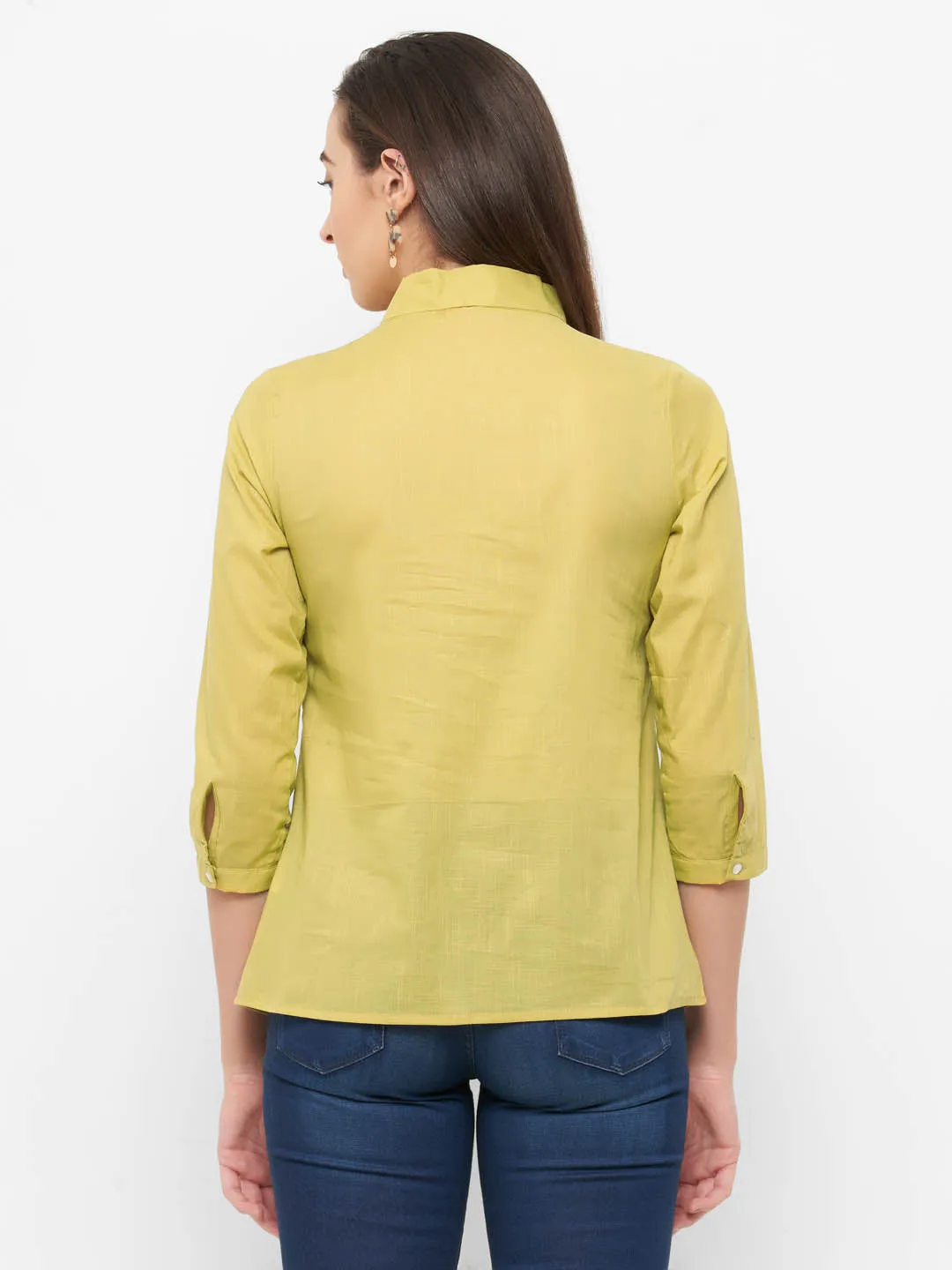 Yellow Tie Up Neck Top