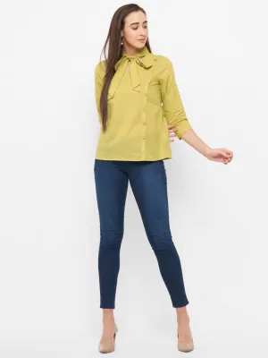 Yellow Tie Up Neck Top