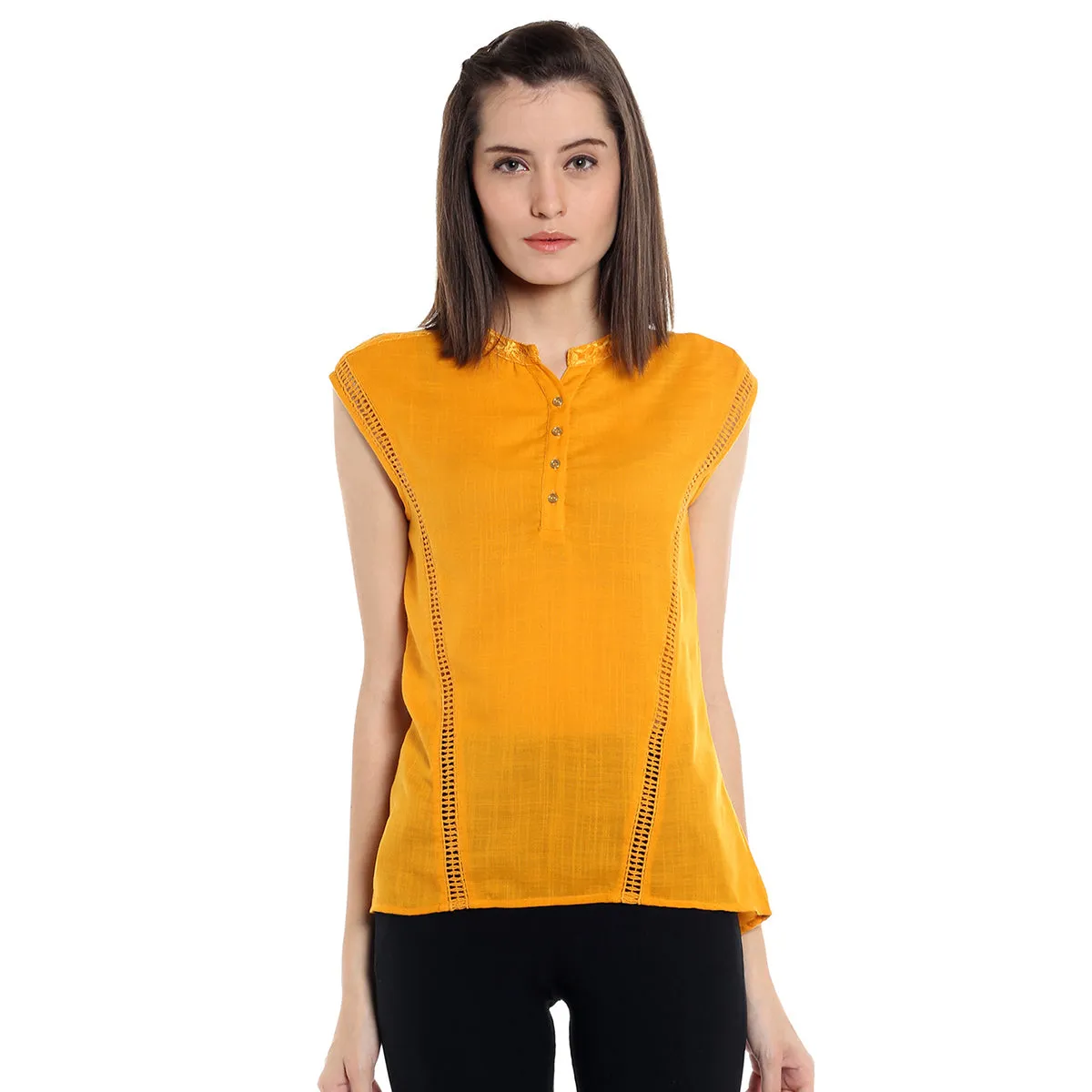 Yellow Top with chinese neck