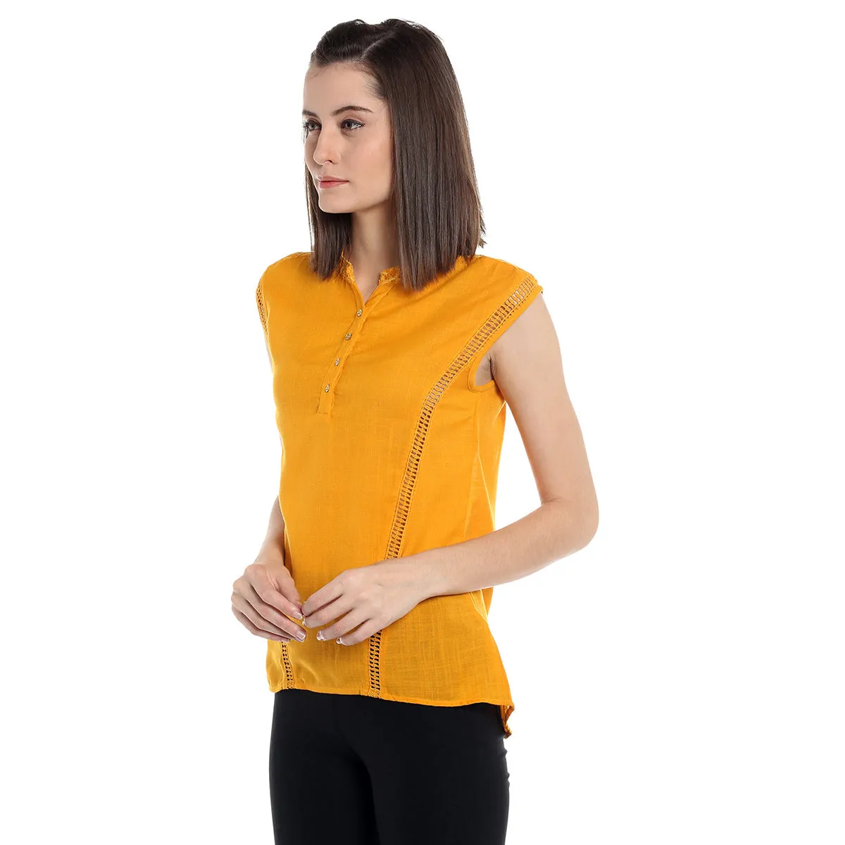 Yellow Top with chinese neck