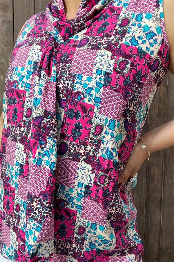 YMY6932 Multi color/pattern sleeveless blouse (FS9)