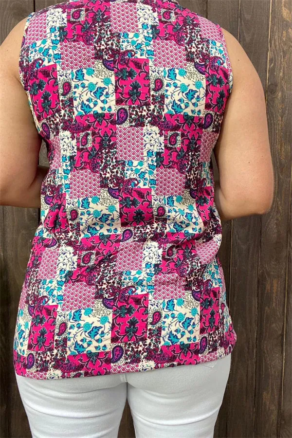 YMY6932 Multi color/pattern sleeveless blouse (FS9)