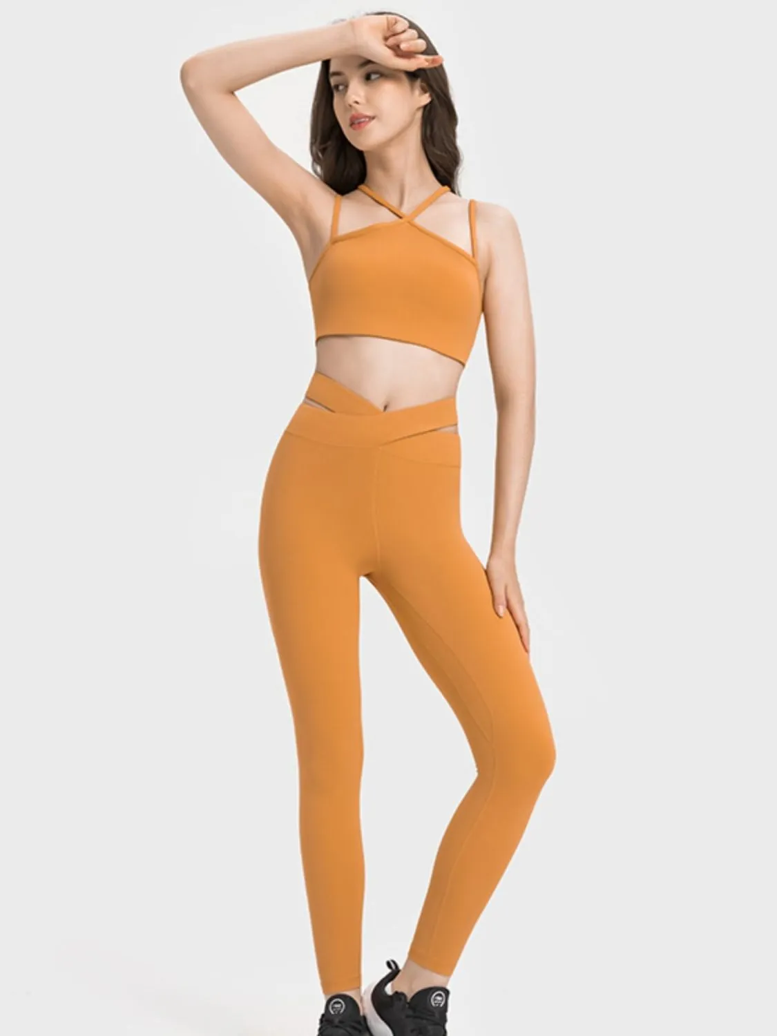 Yoga Top Women's Sports Bra Double-Strap Cropped Sports Spaghetti Strap Sleeveless Cami
