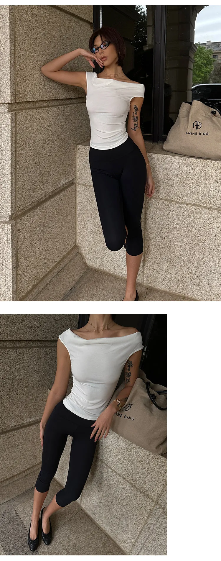 Yuna Solid Color White Backless Lace-up Short-sleeved Pleated Slim Top