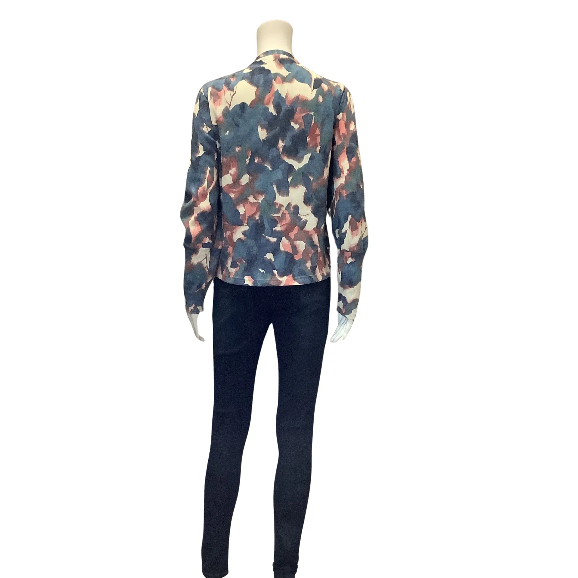 Zac & Rachel Women's Top Blue and Pink Floral Long Sleeve Size: L