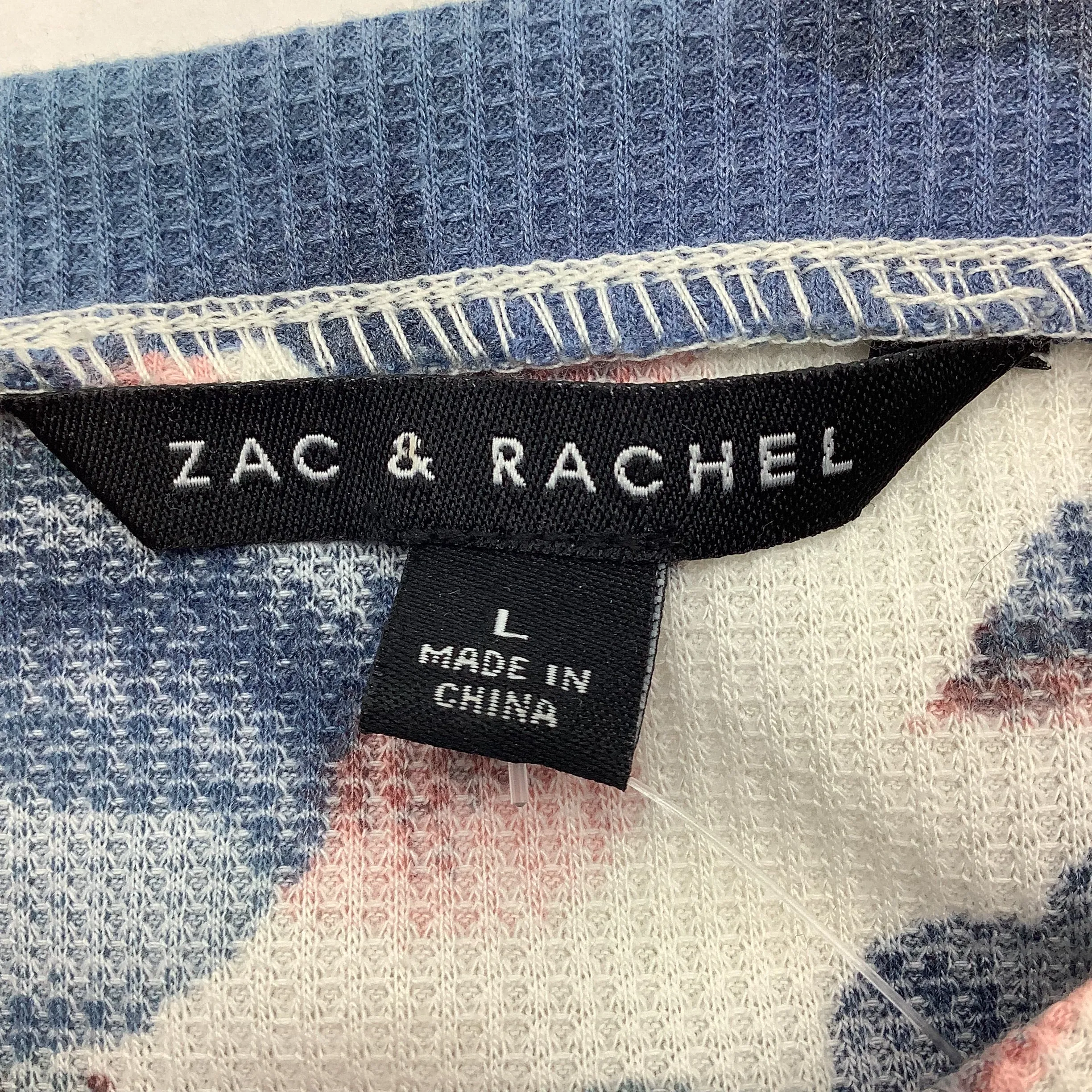Zac & Rachel Women's Top Blue and Pink Floral Long Sleeve Size: L