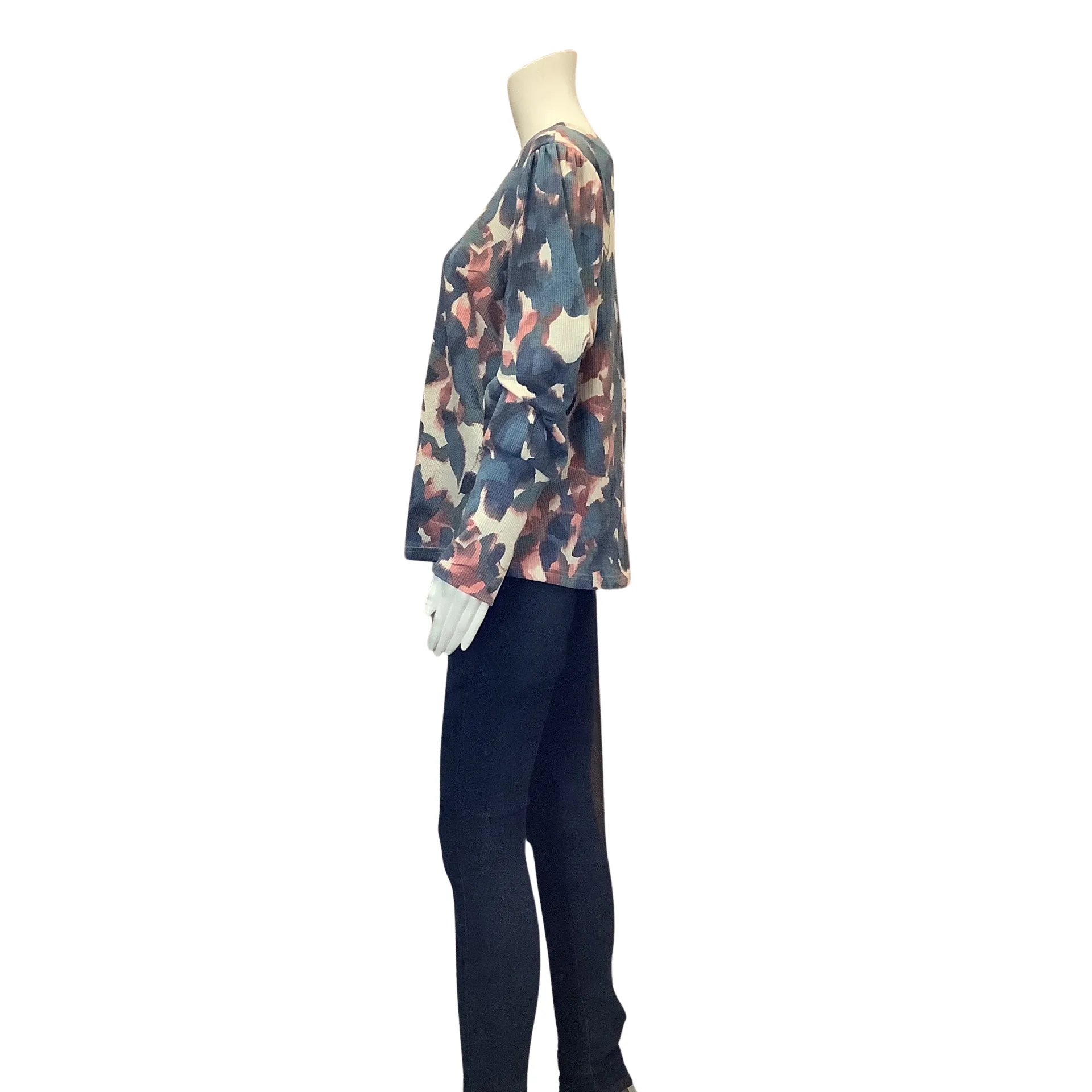 Zac & Rachel Women's Top Blue and Pink Floral Long Sleeve Size: L