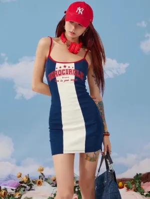 Zerocircle Contrast Print Summer Slim Chest Pand Camisole Top Dress