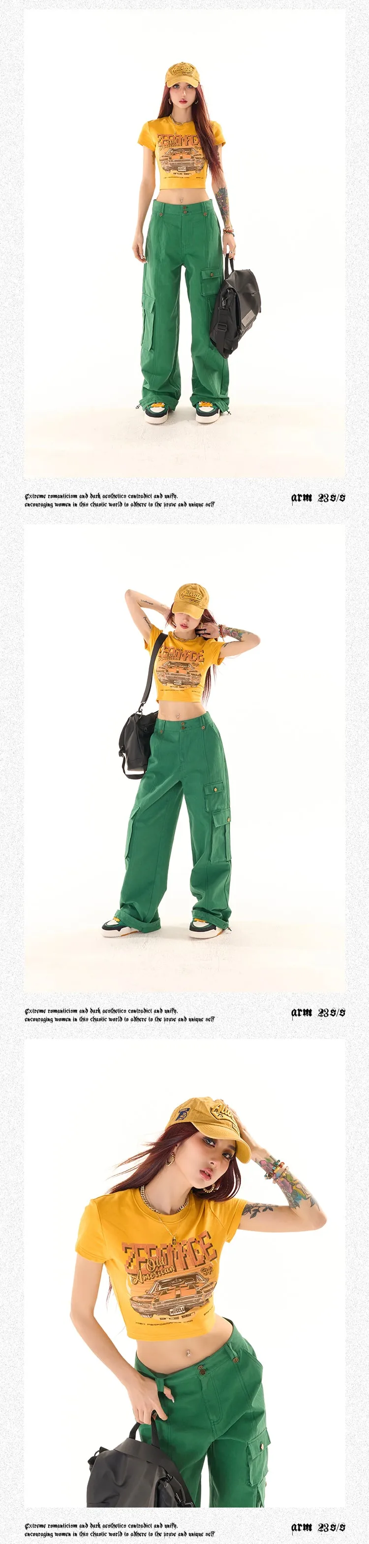 Zerocircle Graphic Image Print Yellow Short Sleeve Cropped Top