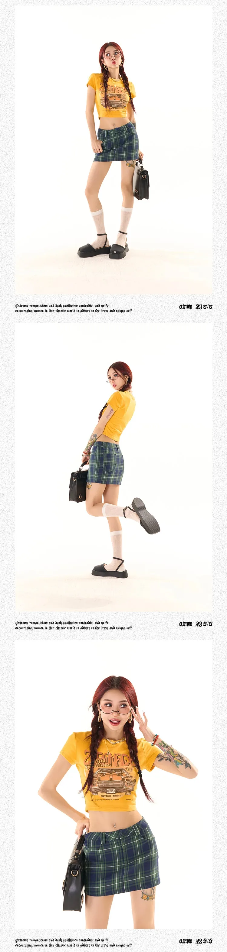 Zerocircle Graphic Image Print Yellow Short Sleeve Cropped Top