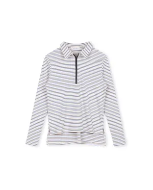 Zipper Detailed Striped Top