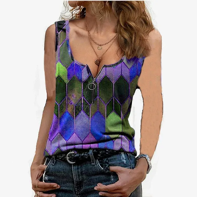 Zippy Polyester Sleeveless Top