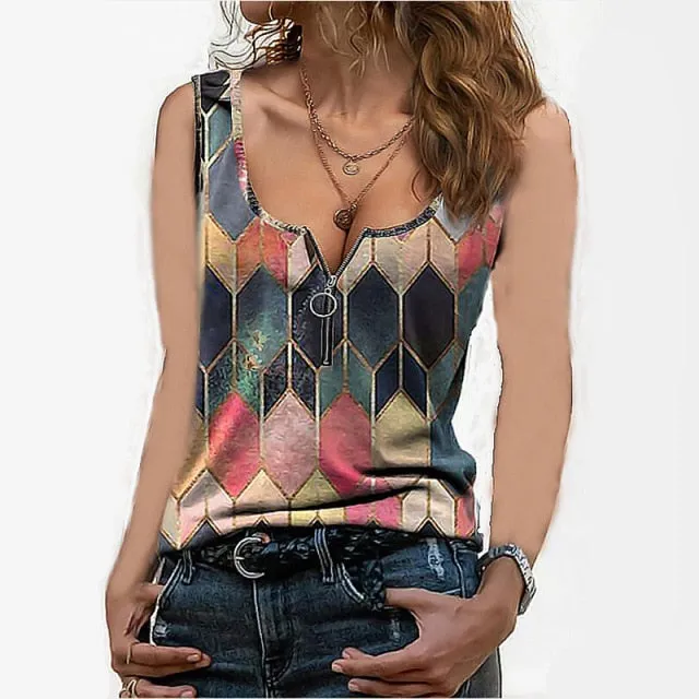 Zippy Polyester Sleeveless Top
