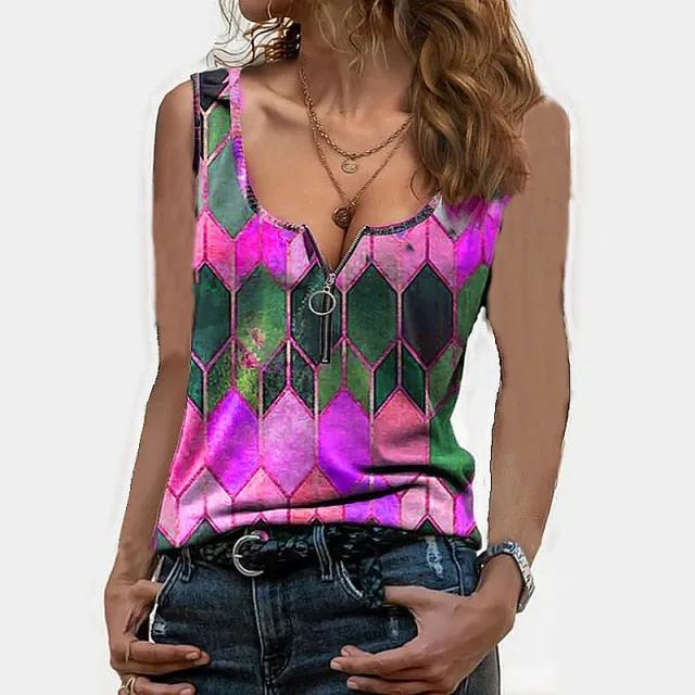 Zippy Polyester Sleeveless Top