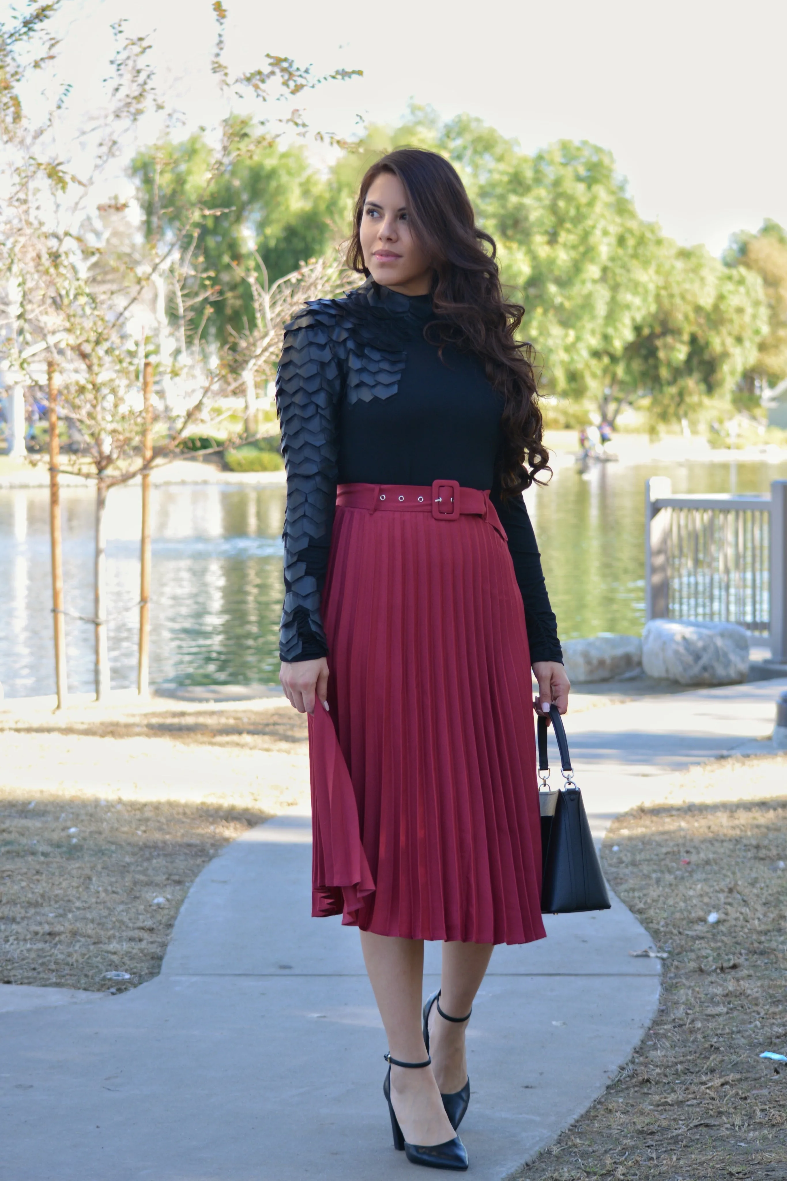 Zoe Faux Leather Black Top