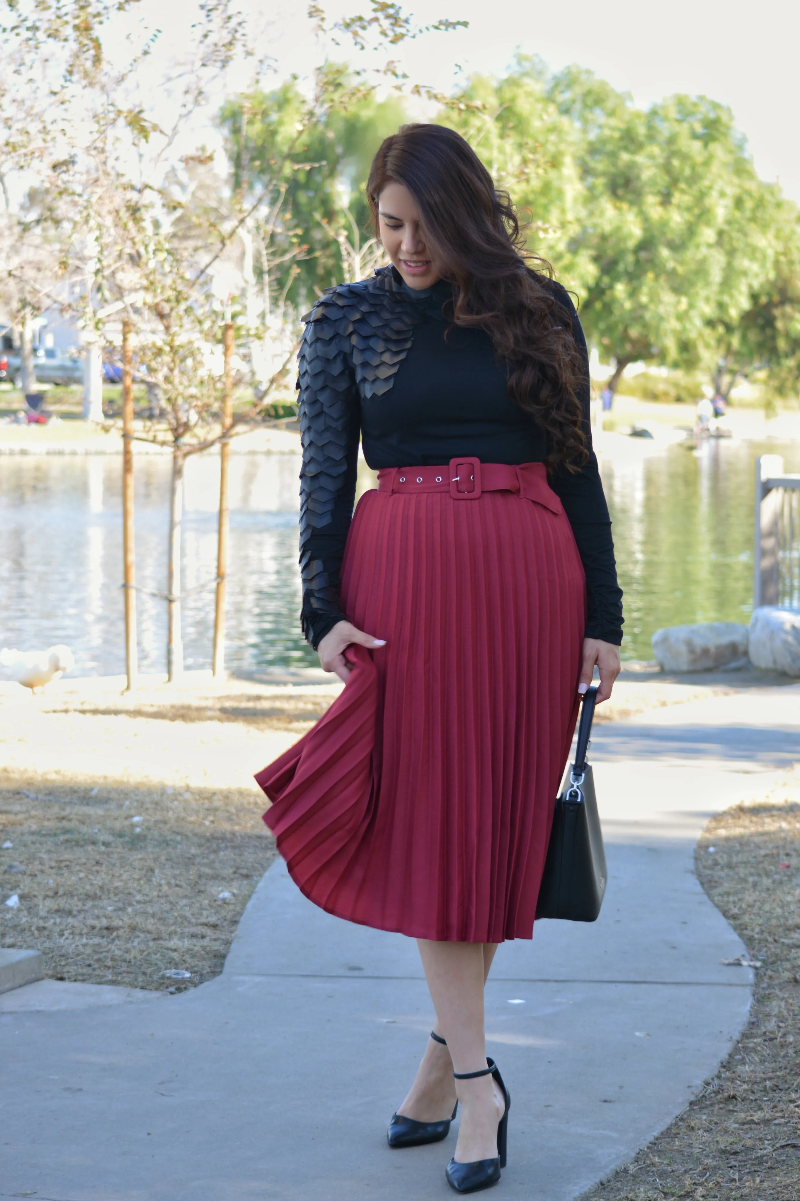 Zoe Faux Leather Black Top
